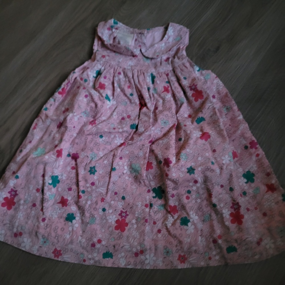 First Impressions Girls Dress 6-9M‎ Pink Floral Cotton Peter Pan Collar Spring